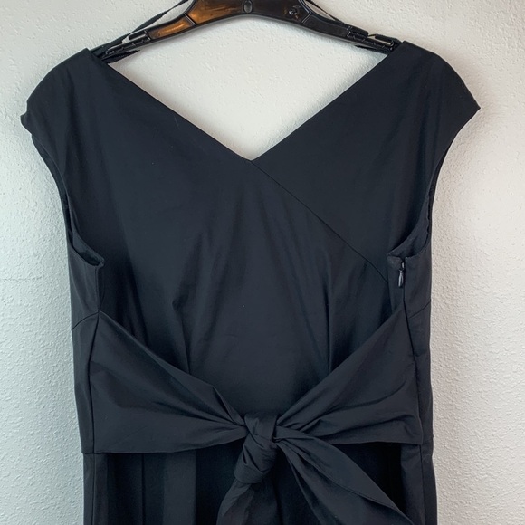 Lafayette 148: polished cotton fit & flare, side zip sash waist cap sleeve EUC - Picture 3 of 10